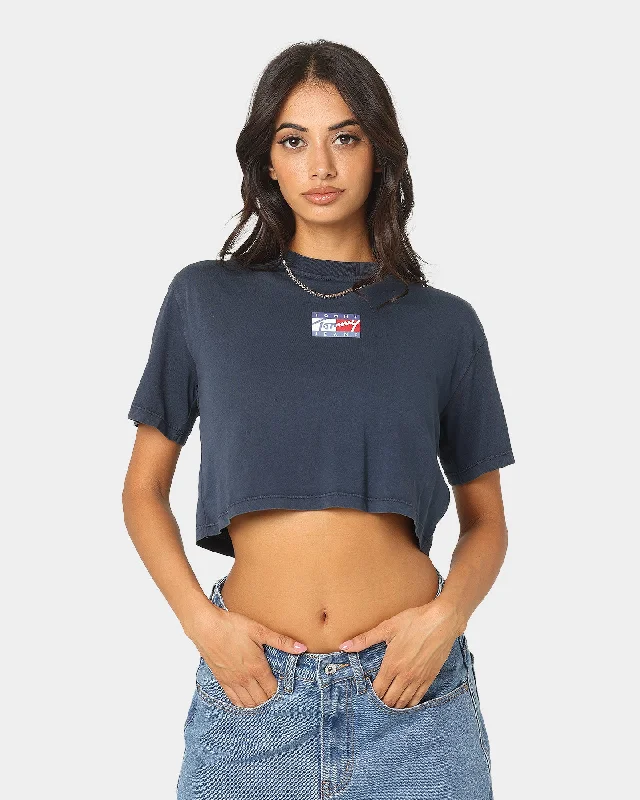 Tommy Jeans Women's Super Crop Top Twilight Navy Chenille Blend Fleece Blend Nylon Blend