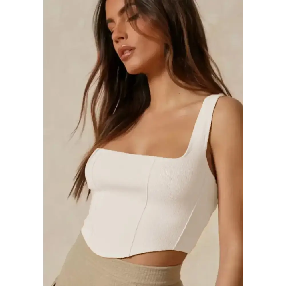 Lady square neck crop top Elasticated Padded Insulated