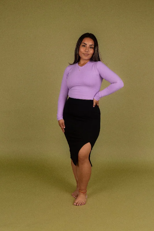 Leki Crop Top in Lilac Handmade Hand-knitted Hand-woven
