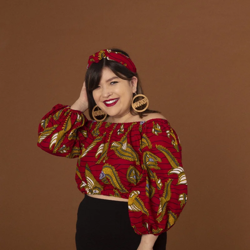 Luna Ankara Crop Top Polka Dot Checkered Tartan