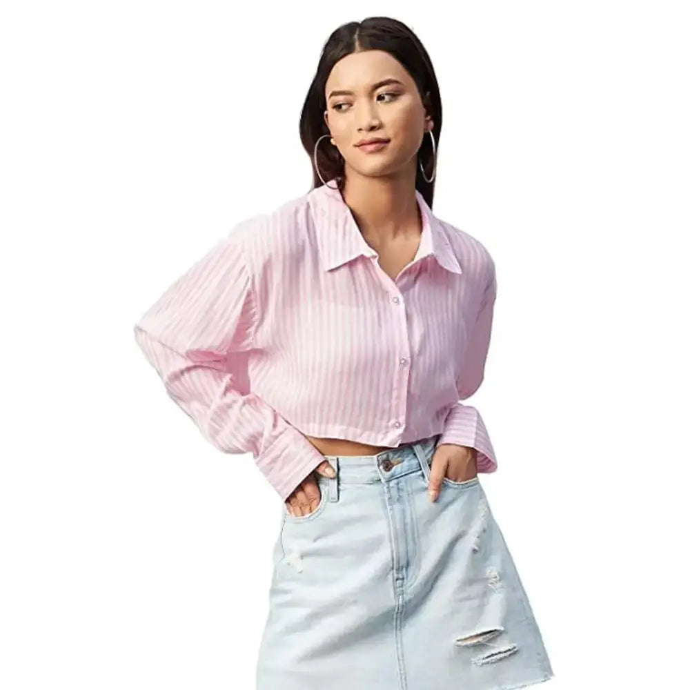 Classic Viscose Crop Top for Women Asymmetrical Pockets Print