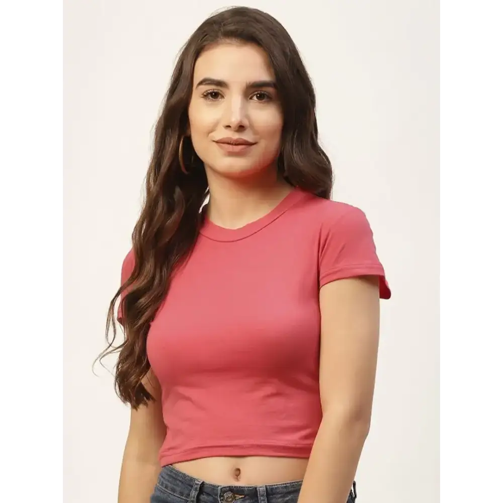 Women Hot pink Solid soft streachable Crop Top Chenille Blend Fleece Blend Nylon Blend Women Hot pink Solid soft streachable Crop Top Chenille Blend Fleece Blend Nylon Blend