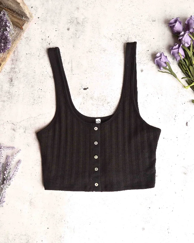 Free People - Atlas Crop Top in Black Anti-Pilling Machine Wash Handmade