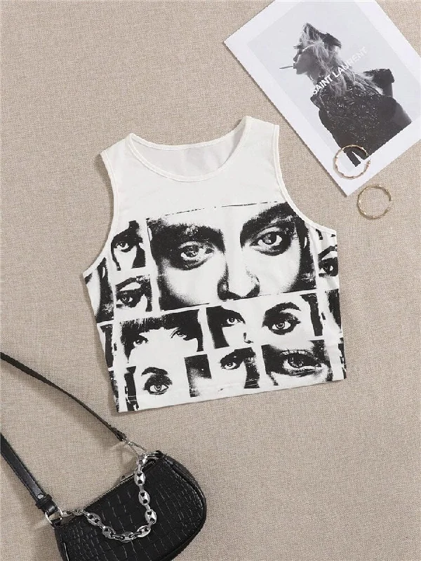 Wjczt High Street Style Y2K Figure Graphic Crop Top Women Summer Clothes Korean Fashion Sleeveless Tank Top Tee Shirt Streetwear Modern Contemporary Chic Wjczt High Street Style Y2K Figure Graphic Crop Top Women Summer Clothes Korean Fashion Sleeveless Tank Top Tee Shirt Streetwear Modern Contemporary Chic