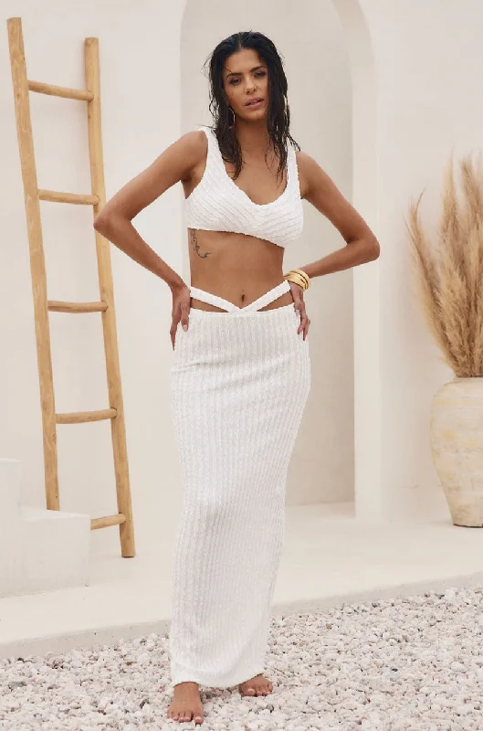 West Coast White Crop Top Terry Blend Velvet Blend Canvas Blend