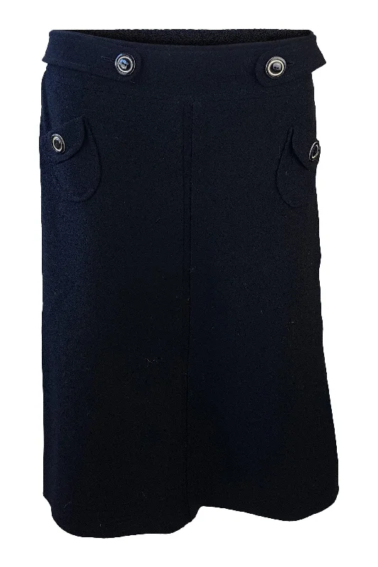 OLIVIA MACLEAN Black Knee Length Skirt (UK 12) floral skirt print