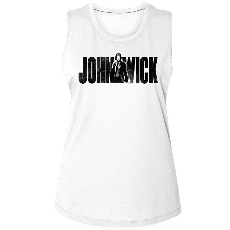 Women Exclusive JOHN WICK Muscle Tank, With Name charcoal tank top