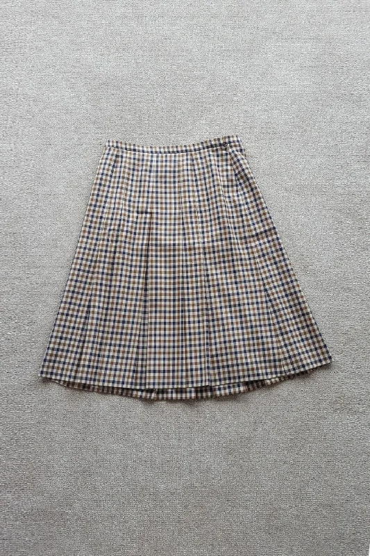 ACQUASCUTUM Vintage Signature Brown Checked Skirt (18) linen skirt airy