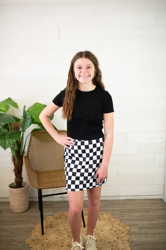 Black & White Checkered Mini Skirt boho skirt vibe