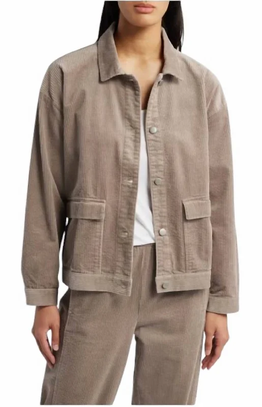 Classic Collar Jacket In Taupe Elasticated Jacket Padded Jacket Insulated Jacket