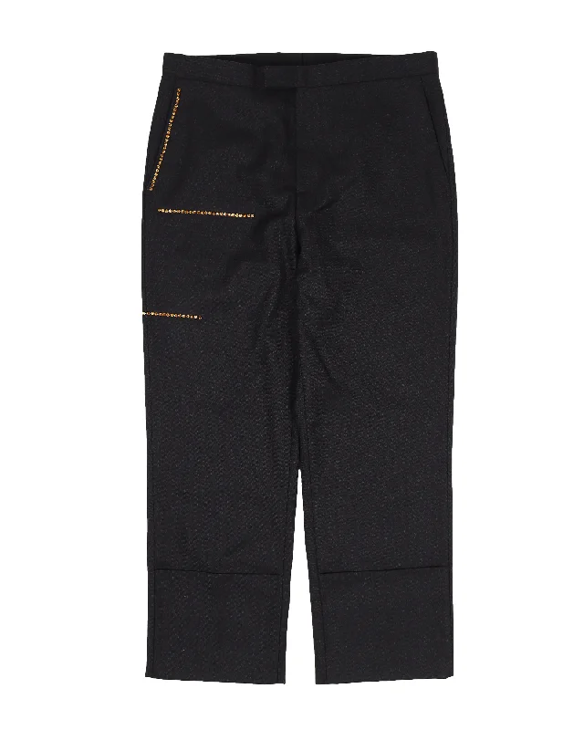 Crystal Strip Wool Trousers Trousers Gym Athletic