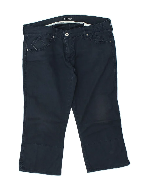 ARMANI Womens Capri Casual Trousers W31 L20 Navy Blue Cotton Trousers stylish elegant ARMANI Womens Capri Casual Trousers W31 L20 Navy Blue Cotton Trousers stylish elegant