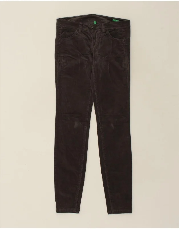 BENETTON Womens Skinny Casual Trousers UK 8 Small  W27 L30  Grey Cotton Trousers Fall Fleece