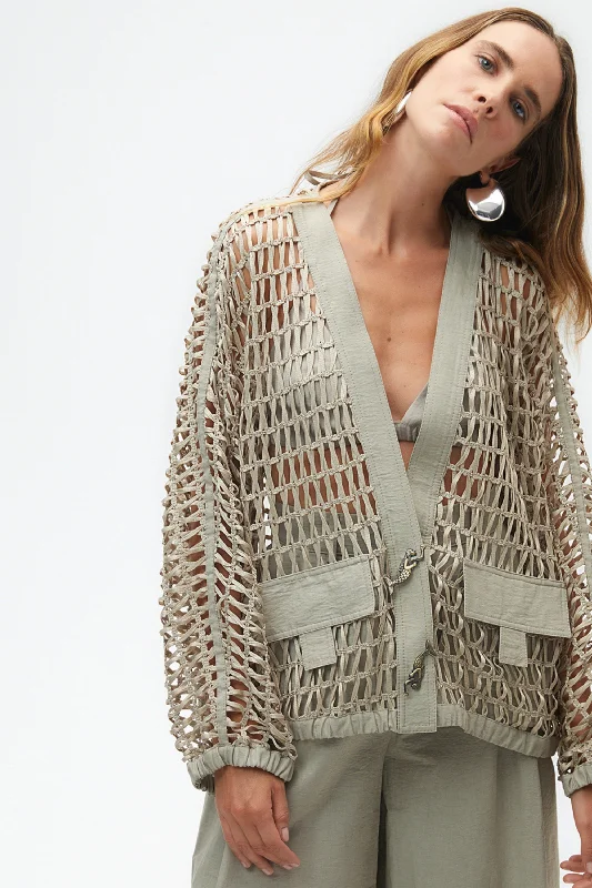 Trimmed Mesh Jacket Print Jacket Jacquard Jacket Patchwork Jacket