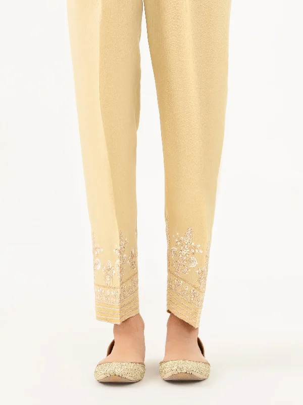 Raw Silk Trouser-Embroidered (Pret) Trousers Striped Patterned