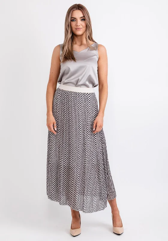 Seventy1 One Size Pleated Maxi Skirt, Print Multi modal blend skirt