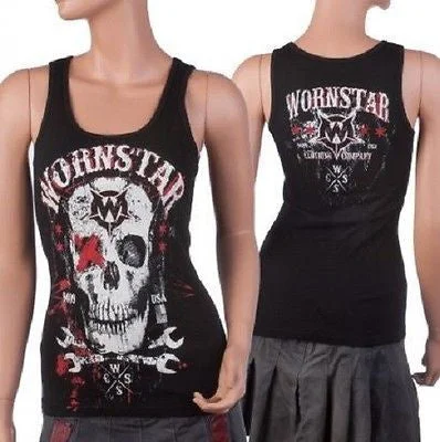 Wornstar Apparel Rock Clothing Skull Death Mechanic Ladies Tank Top flexible tank top