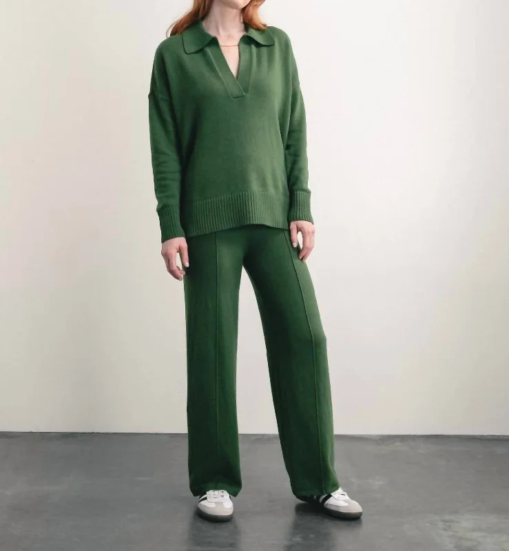 Sterling Sweater Pant In Pine Collared Crew Neck Turtle Neck