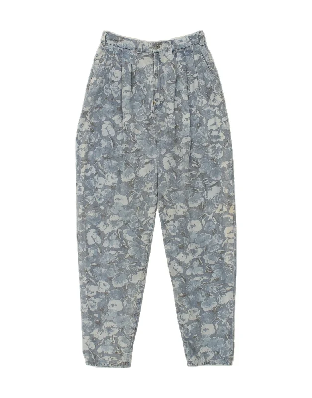 MUSTANG Womens Tapered Casual Trousers W28 L32 Blue Floral Cotton Trousers Ceremony Elegant MUSTANG Womens Tapered Casual Trousers W28 L32 Blue Floral Cotton Trousers Ceremony Elegant