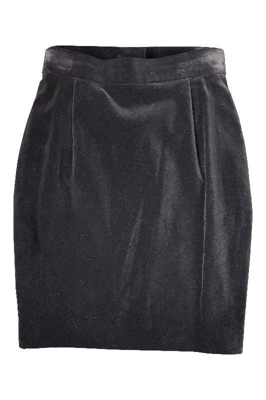 LOUIS FERAUD Vintage Black Suede Mini Pencil Skirt (UK 6) corduroy skirt cozy