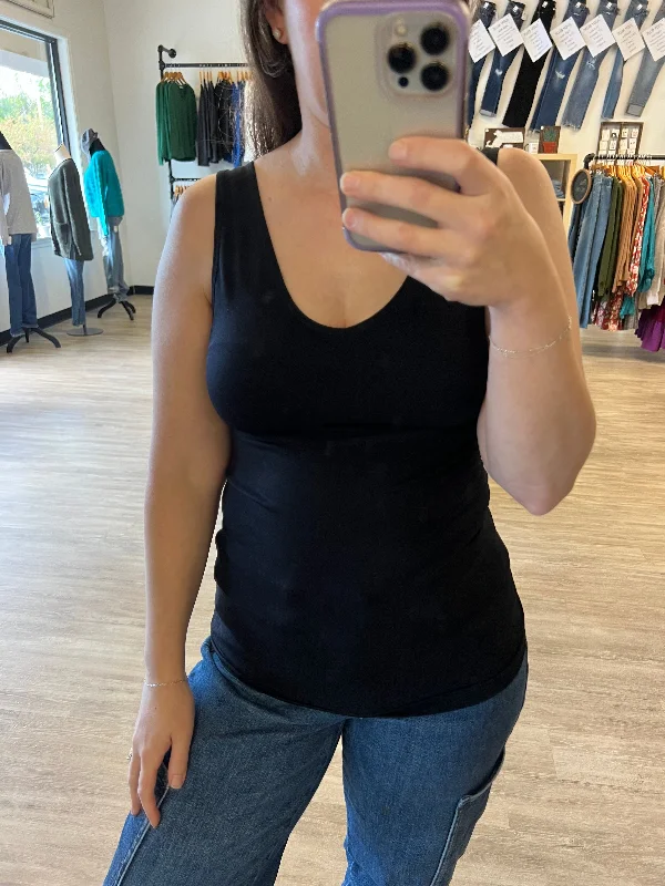 2 Way Layering Tank Top in Black soft tank top