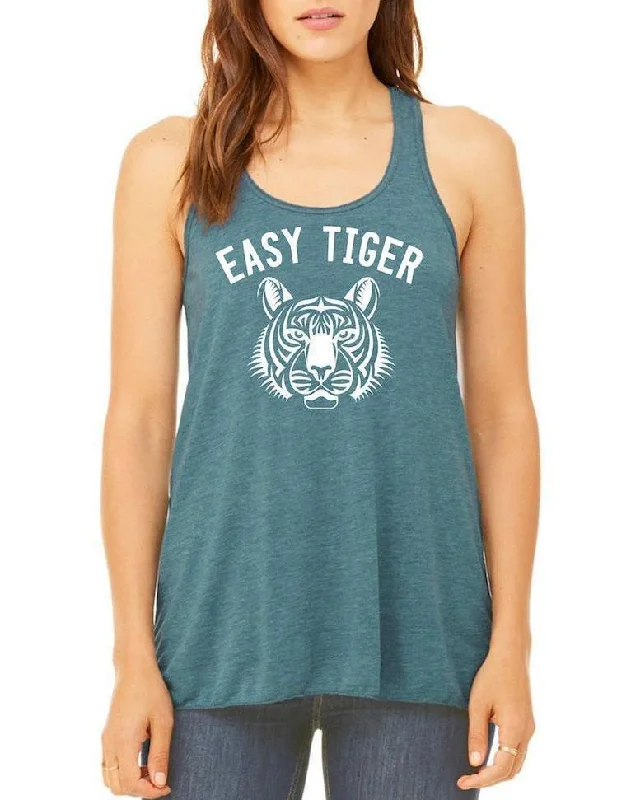 Women's Easy Tiger Teal Flow Tank long tank top