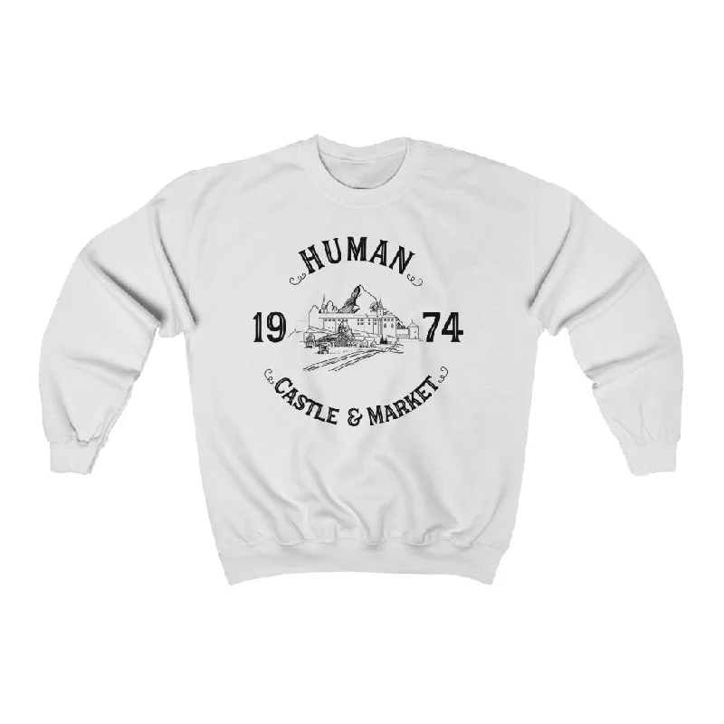 Human Sweatshirt Hoodie with Mock Neck Collared Structured