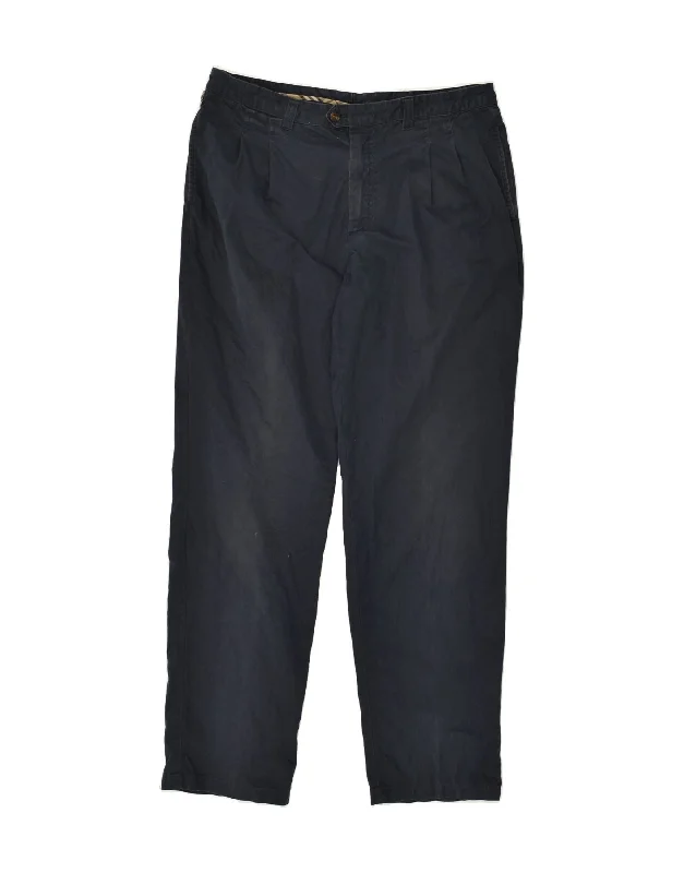 BURBERRY Womens Pegged Chino Trousers EU 48 2XL W38 L30 Navy Blue Cotton Trousers Striped Patterned BURBERRY Womens Pegged Chino Trousers EU 48 2XL W38 L30 Navy Blue Cotton Trousers Striped Patterned