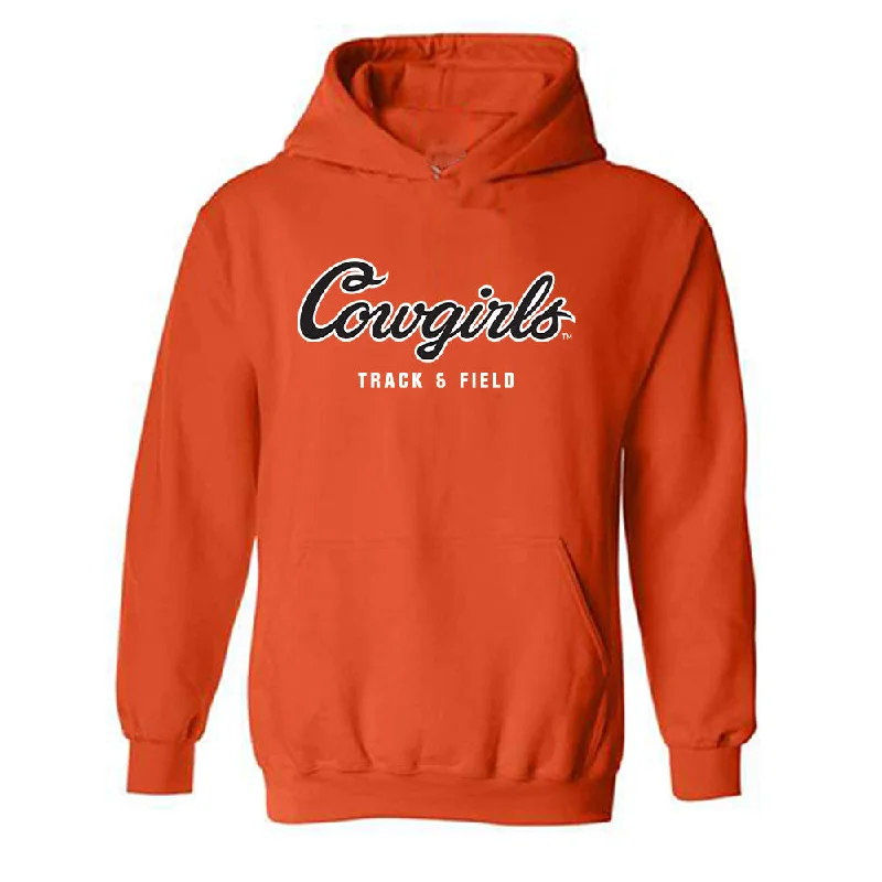 Oklahoma State - NCAA Women's Track & Field : Emma Robbins - Classic Shersey Hooded Sweatshirt Hoodie with Mock Neck Collared Structured Oklahoma State - NCAA Women's Track & Field : Emma Robbins - Classic Shersey Hooded Sweatshirt Hoodie with Mock Neck Collared Structured