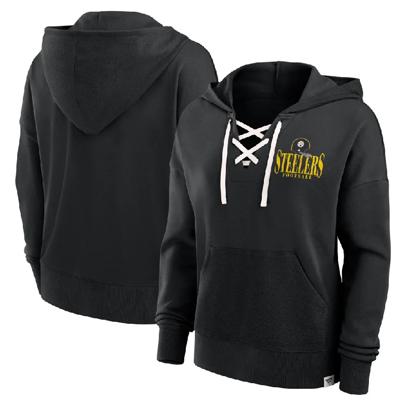 NFL Pittsburgh Steelers Women's Fanatics Blitz Left Lace Up Hoodie Hoodie with Typography Text Message NFL Pittsburgh Steelers Women's Fanatics Blitz Left Lace Up Hoodie Hoodie with Typography Text Message