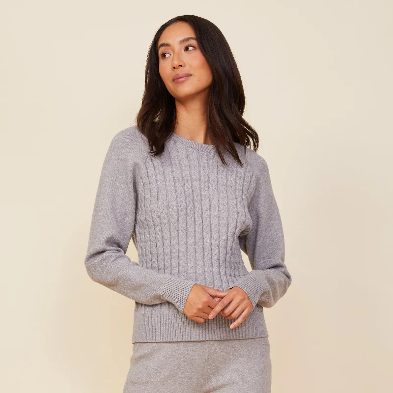 Soft Knit Cable Sweater Houndstooth Herringbone Solid