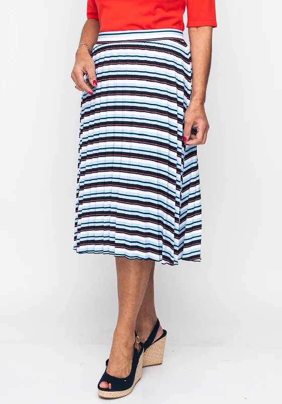 Gerry Weber Striped Pleated Skirt, Multi leather skirt sleek