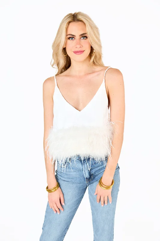Reno Feather Tank Top - White chic tank top