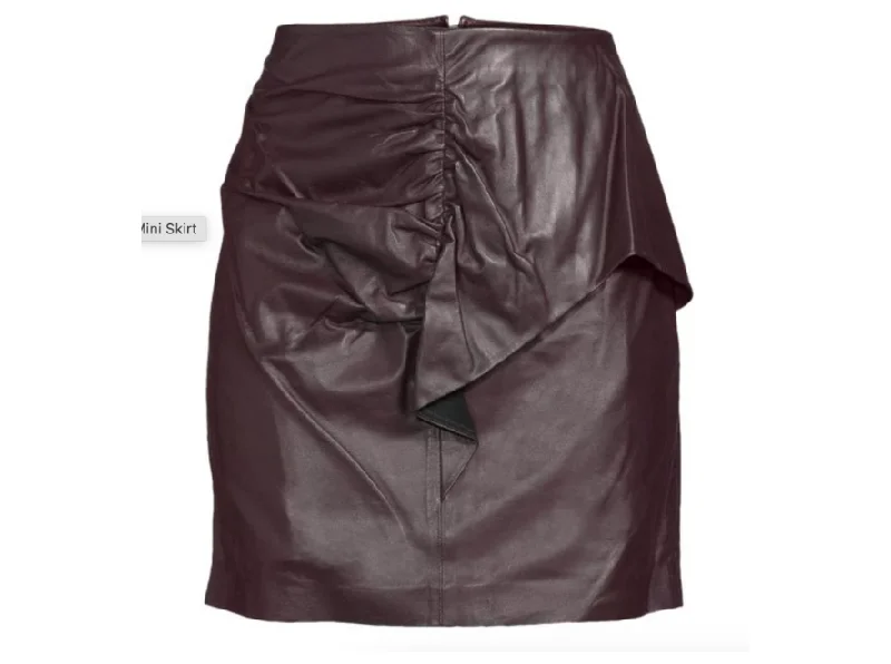 IRO Hita Ruched Leather Mini Skirt cashmere skirt fine
