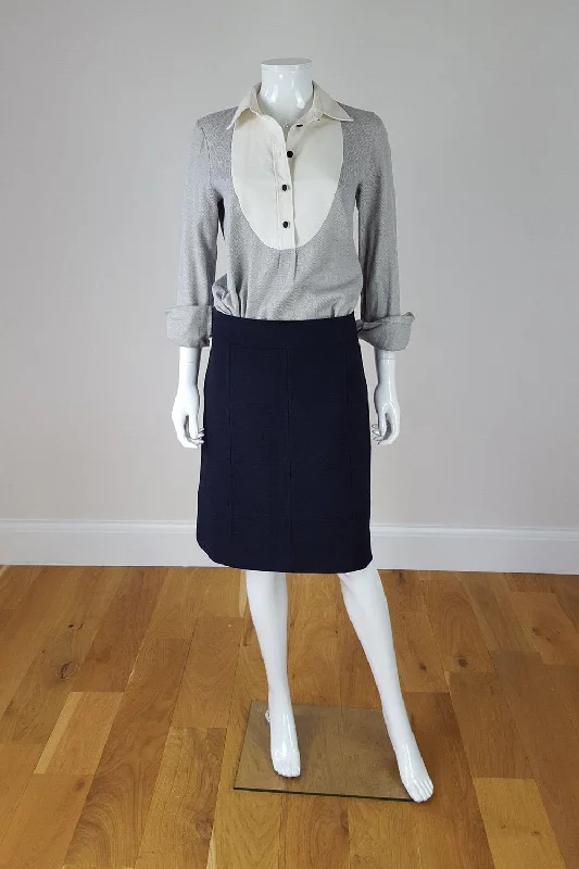 TORY BURCH For Bergdorf Goodman Navy Skirt (UK 12) velvet skirt rich