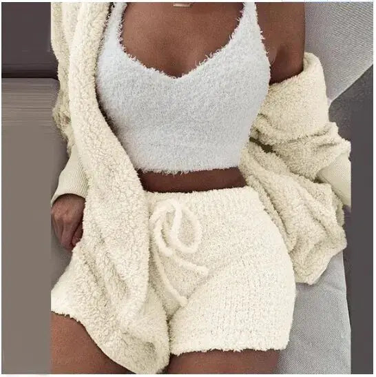 Women Sweater Knit Set Solid Print Embellished