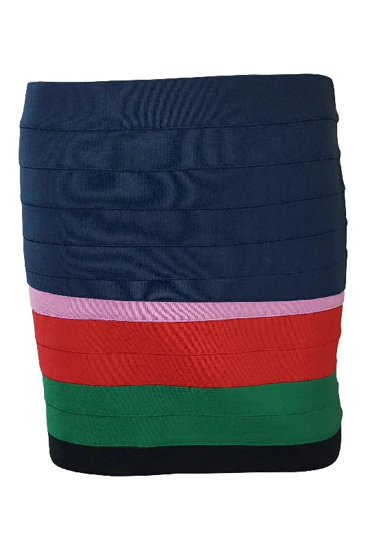 BAND OF OUTSIDERS Blue Striped Bandage Mini Skirt (UK 8) chiffon skirt airy