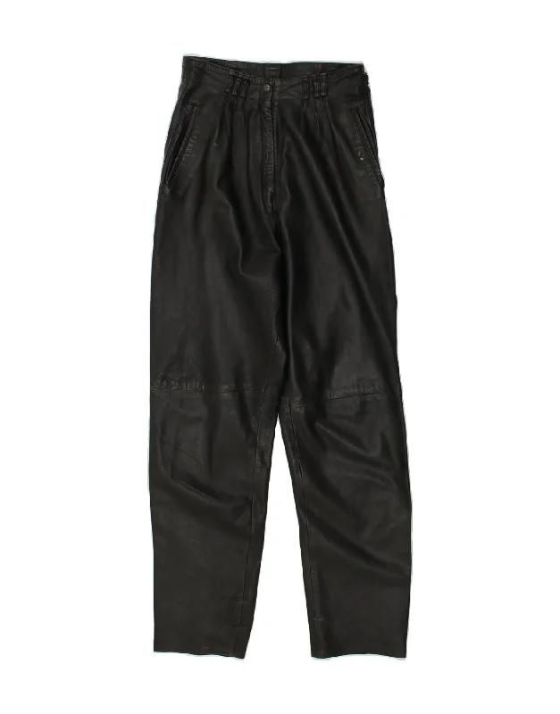 VINTAGE Womens High Waist Faux Leather Trousers W23 L28 Black Trousers Chinos Classic VINTAGE Womens High Waist Faux Leather Trousers W23 L28 Black Trousers Chinos Classic