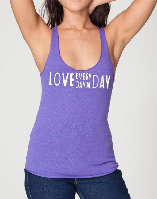 Women's Love Every Damn Day Heather Fly Triblend Tank modal blend tank