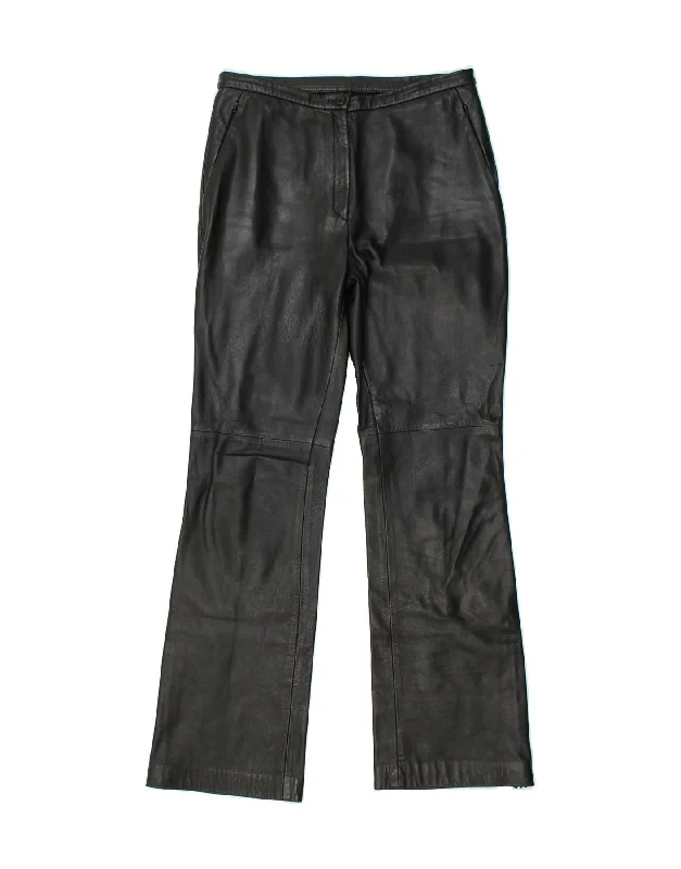 VINTAGE Womens Bootcut Leather Chino Trousers W30 L31 Black Trousers Handmade Artisanal VINTAGE Womens Bootcut Leather Chino Trousers W30 L31 Black Trousers Handmade Artisanal