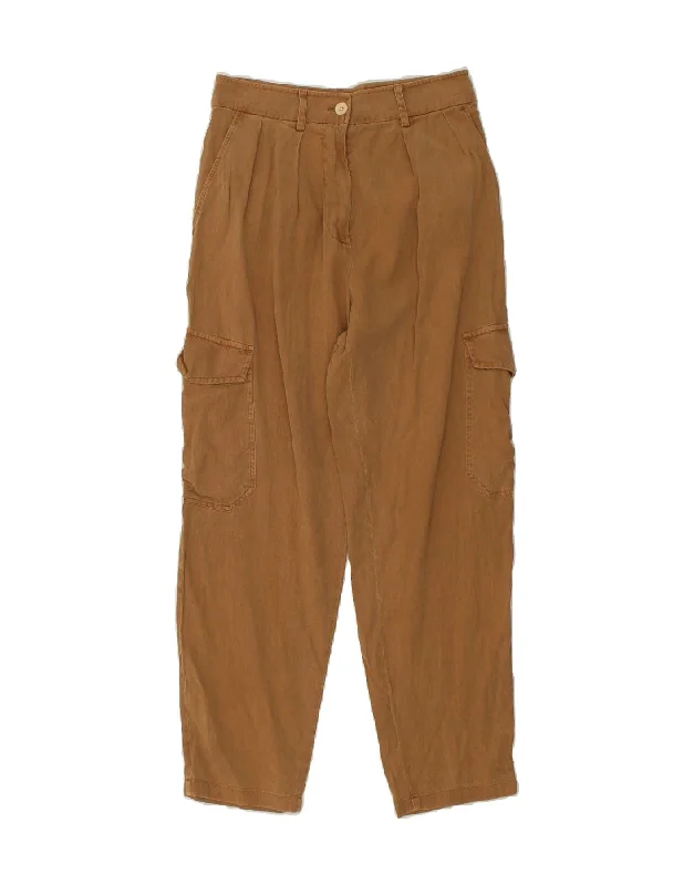 REPLAY Womens High Waist Pegged Cargo Trousers W27 L28 Brown Trousers Velvet Soft