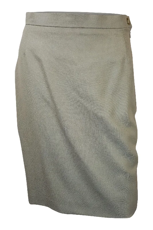 BURBERRY Vintage Green Wool and Silk Blend Pencil Skirt (UK 8) linen skirt breathable