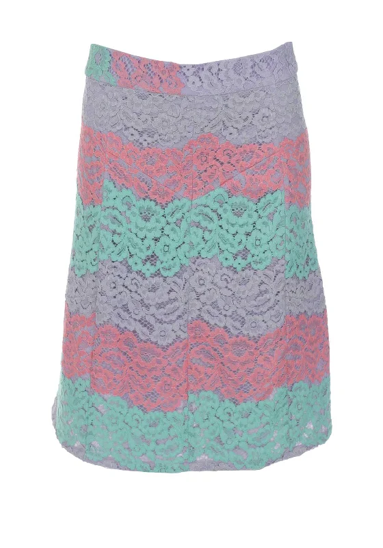 Traffic People Lace Striped A-line Skirt, Lilac a-line skirt cut