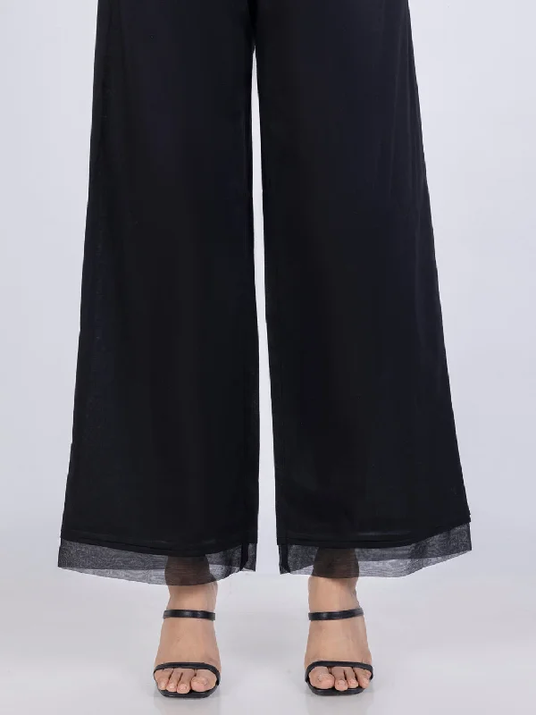 Black Cambric Trousers - AL-T-739 Trousers Palazzo Wide Leg