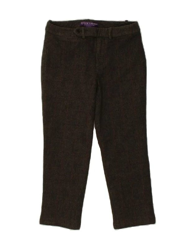 RALPH LAUREN Womens Capri Casual Trousers US 6 Medium W28 L22 Brown Check Trousers chic fashionable RALPH LAUREN Womens Capri Casual Trousers US 6 Medium W28 L22 Brown Check Trousers chic fashionable