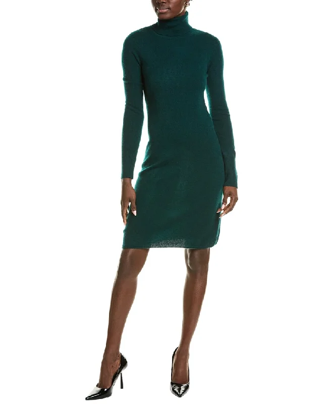 sofiacashmere Classic Turtleneck Cashmere Sweaterdress Spandex Rayon Corduroy
