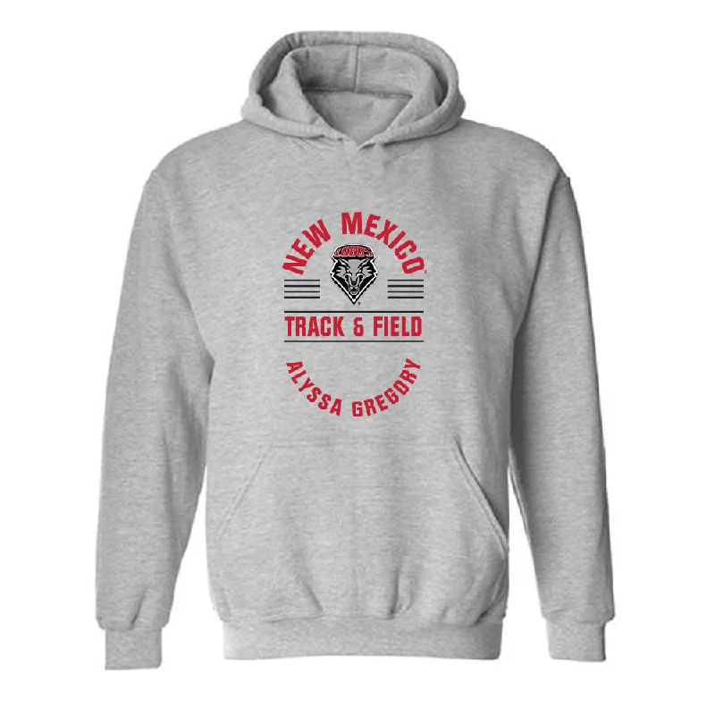 New Mexico - NCAA Women's Track & Field : Alyssa Gregory - Classic Fashion Shersey Hooded Sweatshirt Hoodie with Drawstring Waist Adjustable Fitted New Mexico - NCAA Women's Track & Field : Alyssa Gregory - Classic Fashion Shersey Hooded Sweatshirt Hoodie with Drawstring Waist Adjustable Fitted
