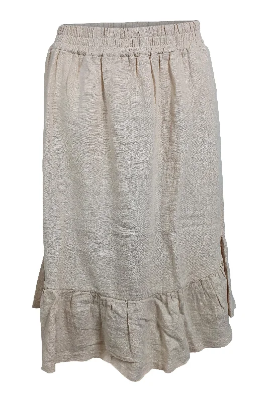 BEAUMONT ORGANIC Rose Bone Peplum Hem Mini Skirt (S) modal blend skirt