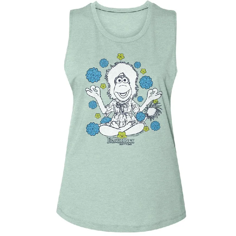 FRAGGLE ROCK Muscle Tank Top, Mokey And Flowers teal tank top