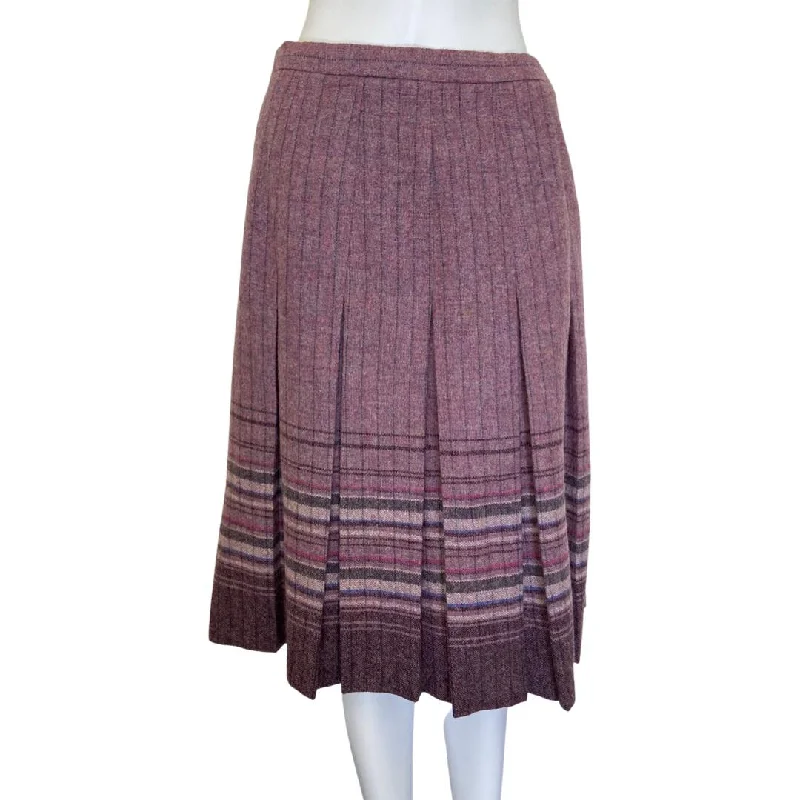 Vintage Edinburgh Woollen Mill Pleat Wool Skirt Lilac UK14 | US10 flowy skirt hem